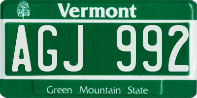 VT license plate AGJ992