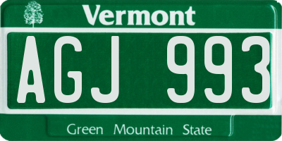 VT license plate AGJ993