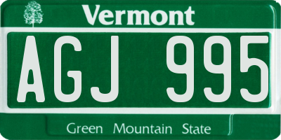 VT license plate AGJ995