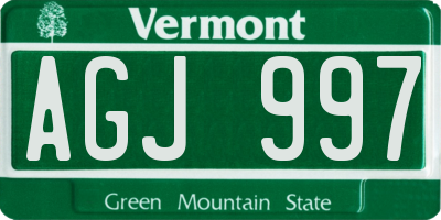 VT license plate AGJ997