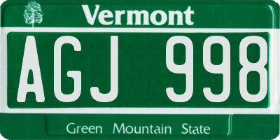 VT license plate AGJ998