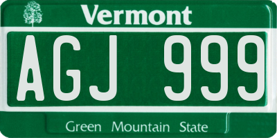 VT license plate AGJ999