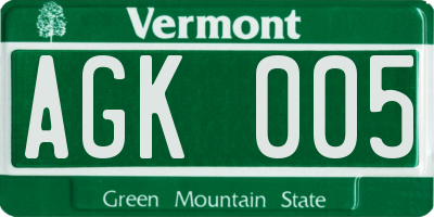 VT license plate AGK005