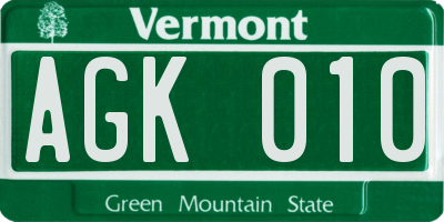 VT license plate AGK010