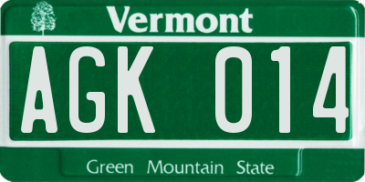 VT license plate AGK014
