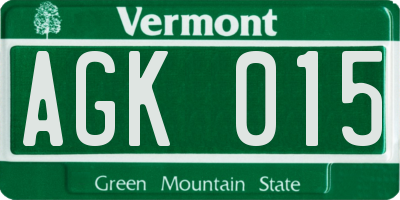 VT license plate AGK015