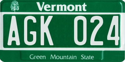 VT license plate AGK024