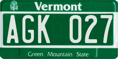 VT license plate AGK027