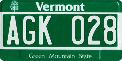 VT license plate AGK028