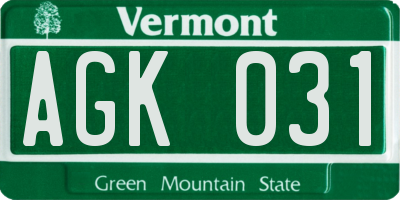 VT license plate AGK031