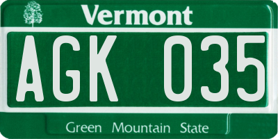 VT license plate AGK035