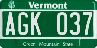 VT license plate AGK037