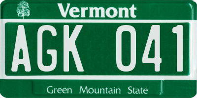 VT license plate AGK041