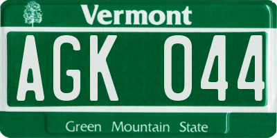 VT license plate AGK044