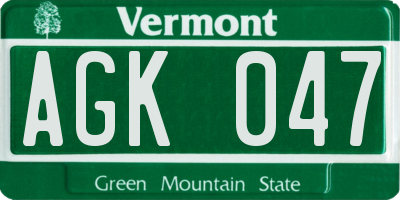 VT license plate AGK047
