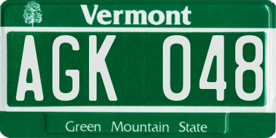 VT license plate AGK048