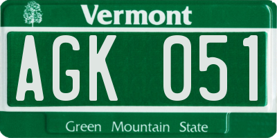 VT license plate AGK051