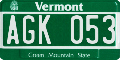 VT license plate AGK053