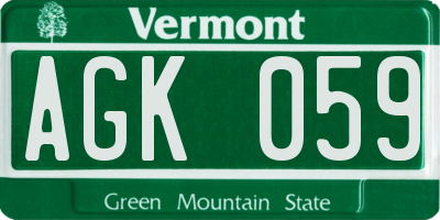 VT license plate AGK059