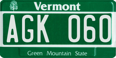 VT license plate AGK060