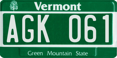 VT license plate AGK061