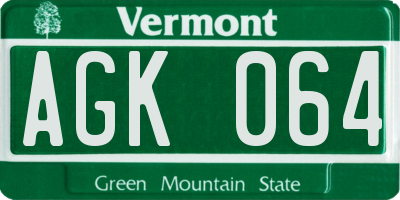 VT license plate AGK064