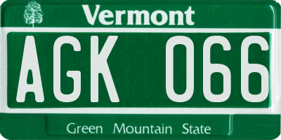 VT license plate AGK066