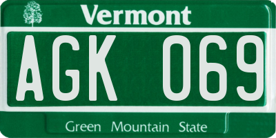 VT license plate AGK069