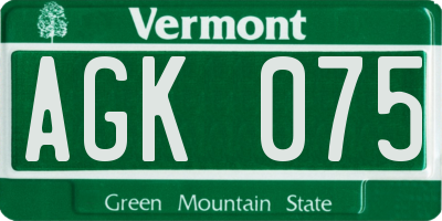 VT license plate AGK075