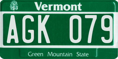 VT license plate AGK079