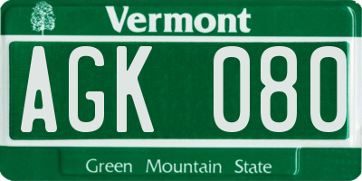 VT license plate AGK080