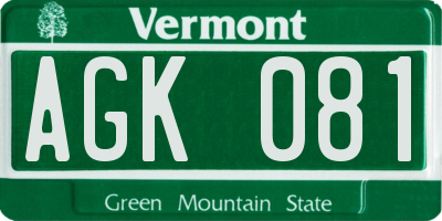 VT license plate AGK081
