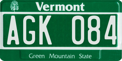 VT license plate AGK084
