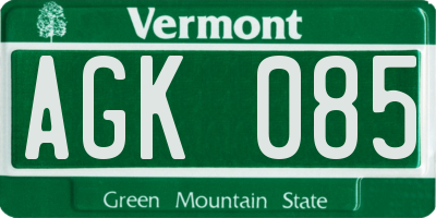 VT license plate AGK085