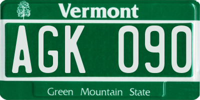 VT license plate AGK090
