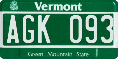 VT license plate AGK093