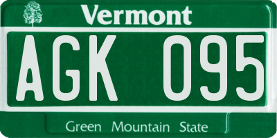 VT license plate AGK095