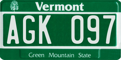 VT license plate AGK097