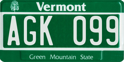 VT license plate AGK099
