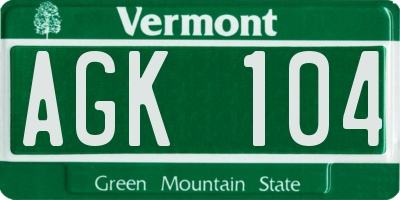 VT license plate AGK104