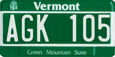 VT license plate AGK105