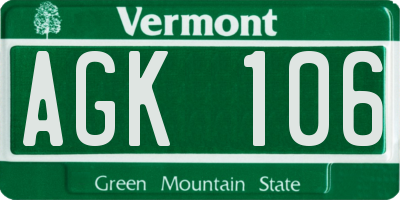 VT license plate AGK106