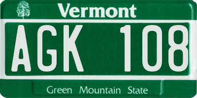 VT license plate AGK108