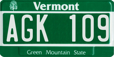 VT license plate AGK109