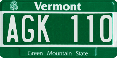 VT license plate AGK110