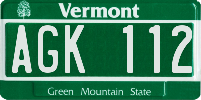 VT license plate AGK112