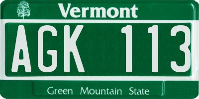 VT license plate AGK113