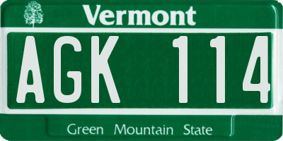 VT license plate AGK114