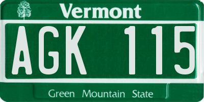 VT license plate AGK115