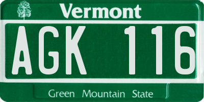 VT license plate AGK116